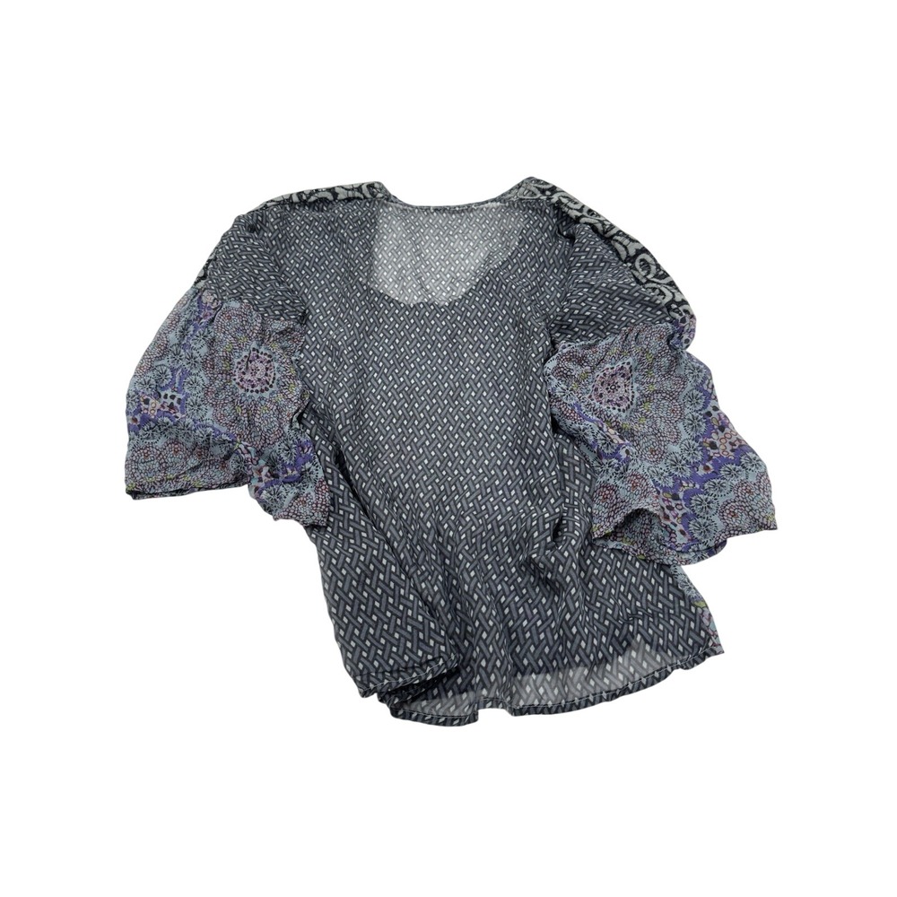 Language Boho Bell Sleeve Blouse Size S Anthropologie Style Sheer Peasant Top - Picture 2 of 3